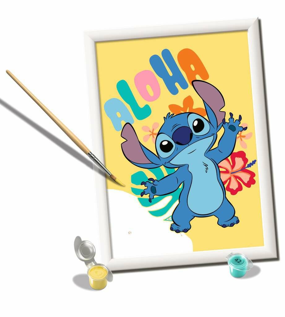 Ravensburger CreArt Serie D Aloha Stitch - Kit per Dipingere con i Numeri per Bambini 9 - Include Tutto il Necessario