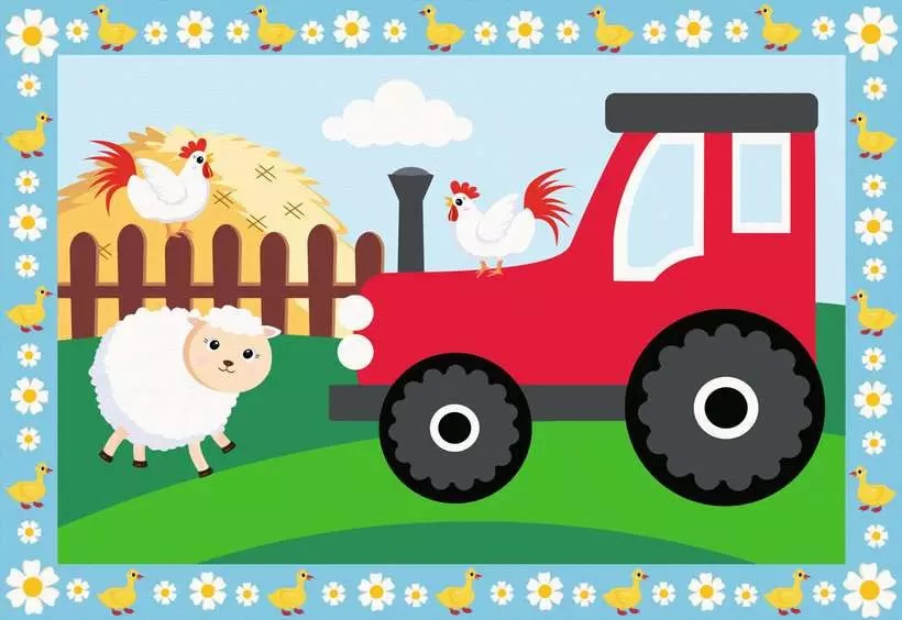 Ravensburger CreArt Serie Junior Fattoria - Kit Pittura per Bambini, Dipingere con i Numeri, Gioco Educativo, Tema Animali, 32x22 cm, Regalo per Bambini 5 Anni