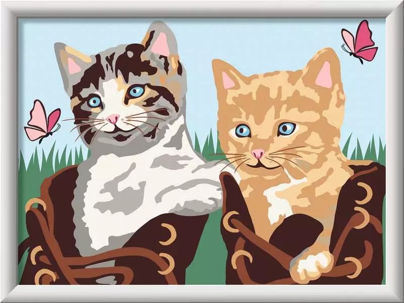 Ravensburger Creart 23885 - Kit Pittura Gattini in Stivaletti per Bambini, Dipingere con i Numeri, Include Tutto il Necessario, Giochi Creativi per Bambini 9 Anni e Più