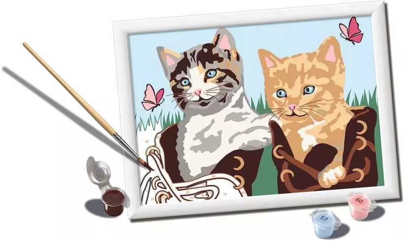 Ravensburger Creart 23885 - Kit Pittura Gattini in Stivaletti per Bambini, Dipingere con i Numeri, Include Tutto il Necessario, Giochi Creativi per Bambini 9 Anni e Più
