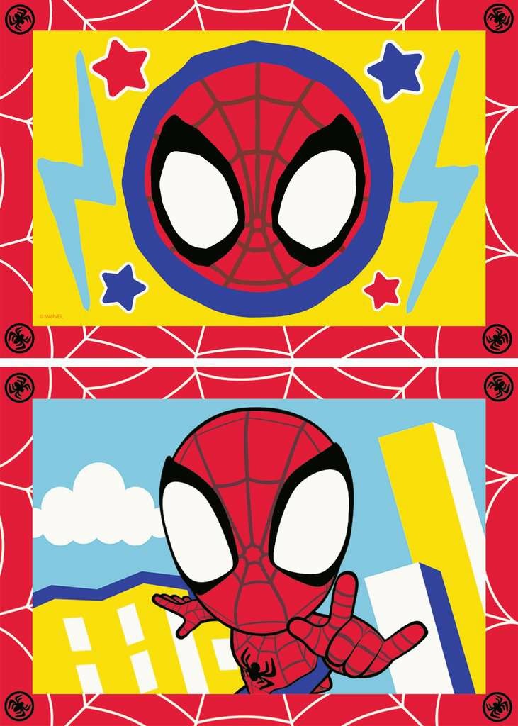Ravensburger CreArt Serie Junior Spidey - Kit di Pittura per Bambini, Dipingere con i Numeri, Include 2 Tavole Prestampate e Pennello, 32x22 cm, Età 5 Anni