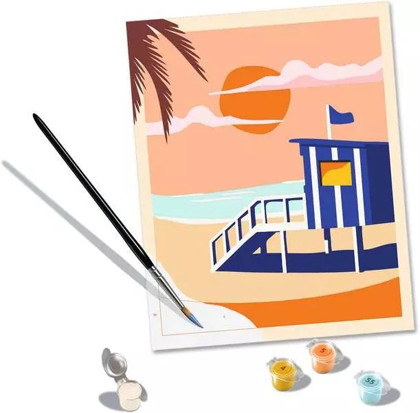 Ravensburger CreArt Trend C - Kit di Pittura Dipingere con i Numeri Cottage sulla Spiaggia, 24x30 cm, Idea Regalo per 14 Anni