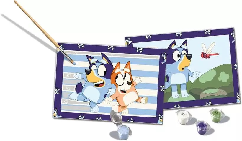 Ravensburger CreArt Serie Junior Bluey - Kit Pittura per Bambini, Dipingere con i Numeri, Gioco Educativo, Idea Regalo 5 Anni, 32x22 cm