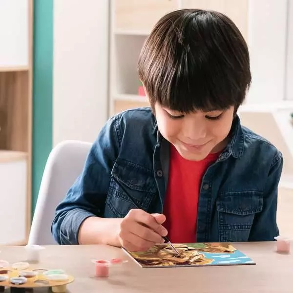 Ravensburger CreArt Serie D: Leone e Cucciolo - Kit di Pittura per Bambini 9 Anni, Dipingere con i Numeri, Cornice Inclusa, 18x24cm