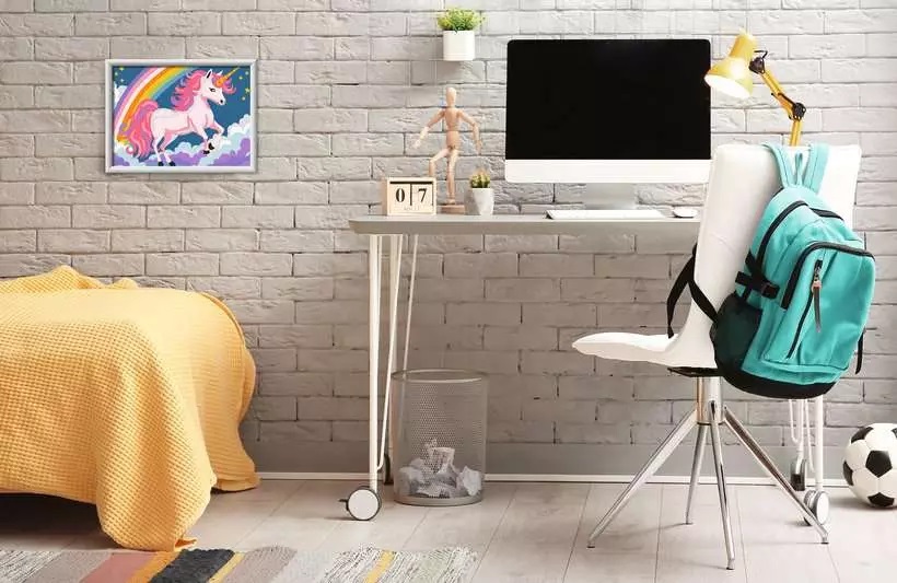 Ravensburger CreArt Serie D Unicorno Rosa Neon - Kit di Pittura per Bambini 9 Anni, Dipingere con i Numeri, Cornice Inclusa, 18x24cm