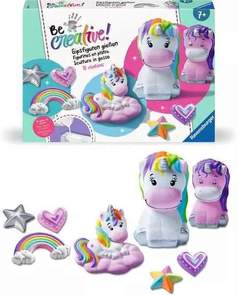 RAVENSBURGER Be Creative in Gesso Unicorno - Kit Creativo per 10 Opere d'Arte da Decorare