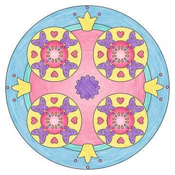 Ravensburger 29703 Mandala Designer Unicorno e Principesse Disney - Set Creativo per Bambini 6 Anni con Stencil, Carta e Matite Colorate