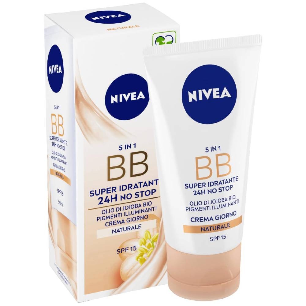 NIVEA 5 in 1 BB Cream Super Idratante 24H No Stop Naturale Crema Viso Colorata SPF 15 - 50 ml