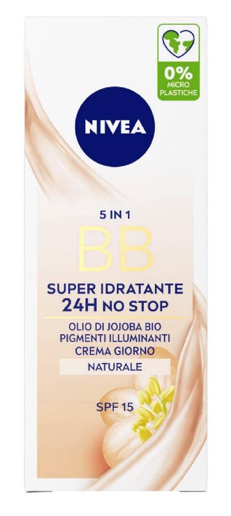 NIVEA 5 in 1 BB Cream Super Idratante 24H No Stop Naturale Crema Viso Colorata SPF 15 - 50 ml