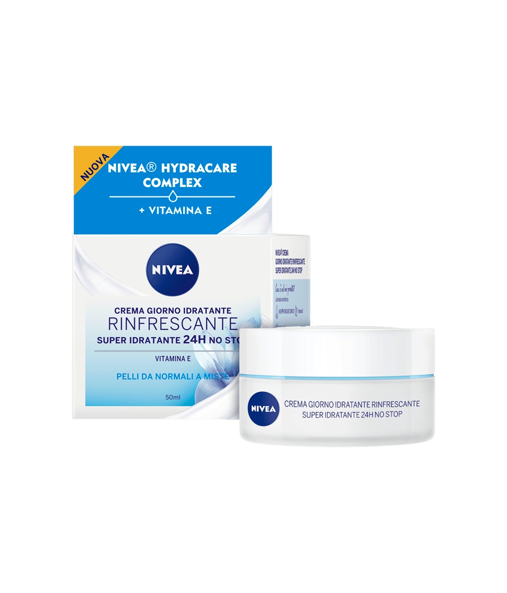NIVEA Crema Giorno Idratante Rinfrescante 24h SPF 15 per Pelli Normali e Miste - 50 ml