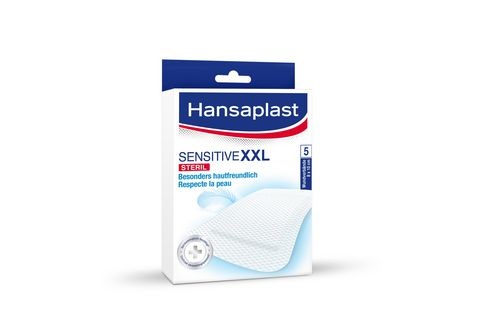 Hansaplast Cerotti SENSITIVE XXL 8 x 10 cm - 10 Pezzi, Sterili, Traspiranti, Delicati sulla Pelle