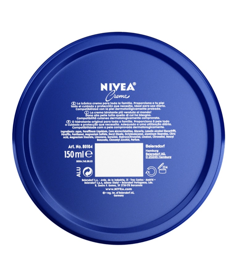 NIVEA Creme Idratante Multiuso 150ml - Crema con Eucerit, Glicerina e Pantenolo per Viso, Mani e Corpo