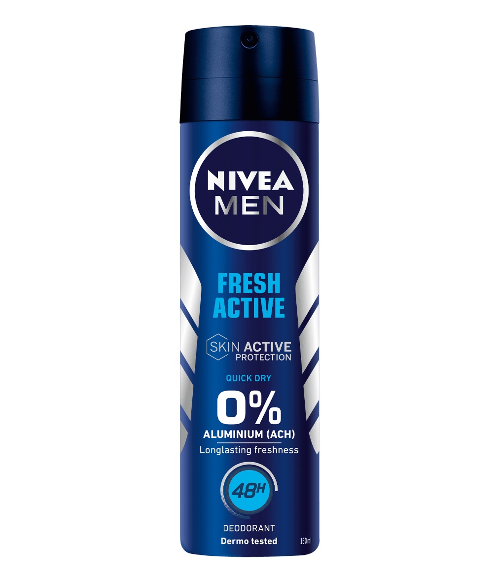 NIVEA Men Fresh Active Deodorante Spray 150 ml - Antitraspirante Uomo 48 Ore con Estratti Oceanici, Senza Alluminio