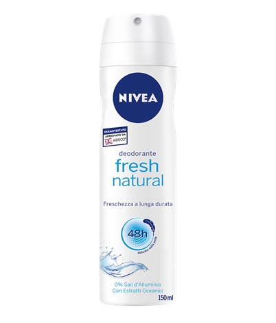 NIVEA Fresh Natural Deodorante Spray Antitraspirante 150 ml - Protezione 48 ore con Estratti Oceanici, Senza Alluminio