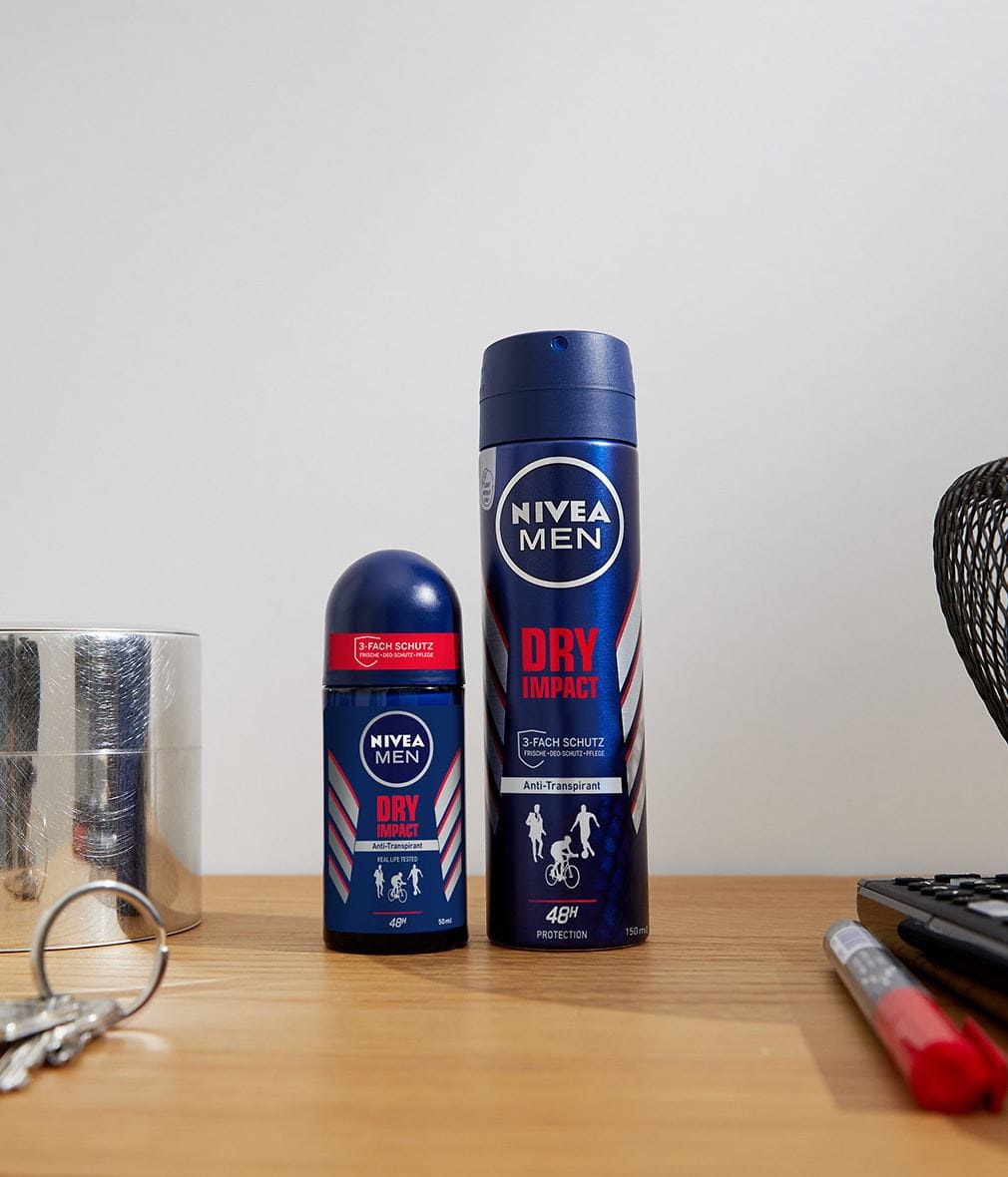 NIVEA Men Dry Impact Deodorante Roll-On 50 ml - Protezione Antitraspirante per 72 Ore