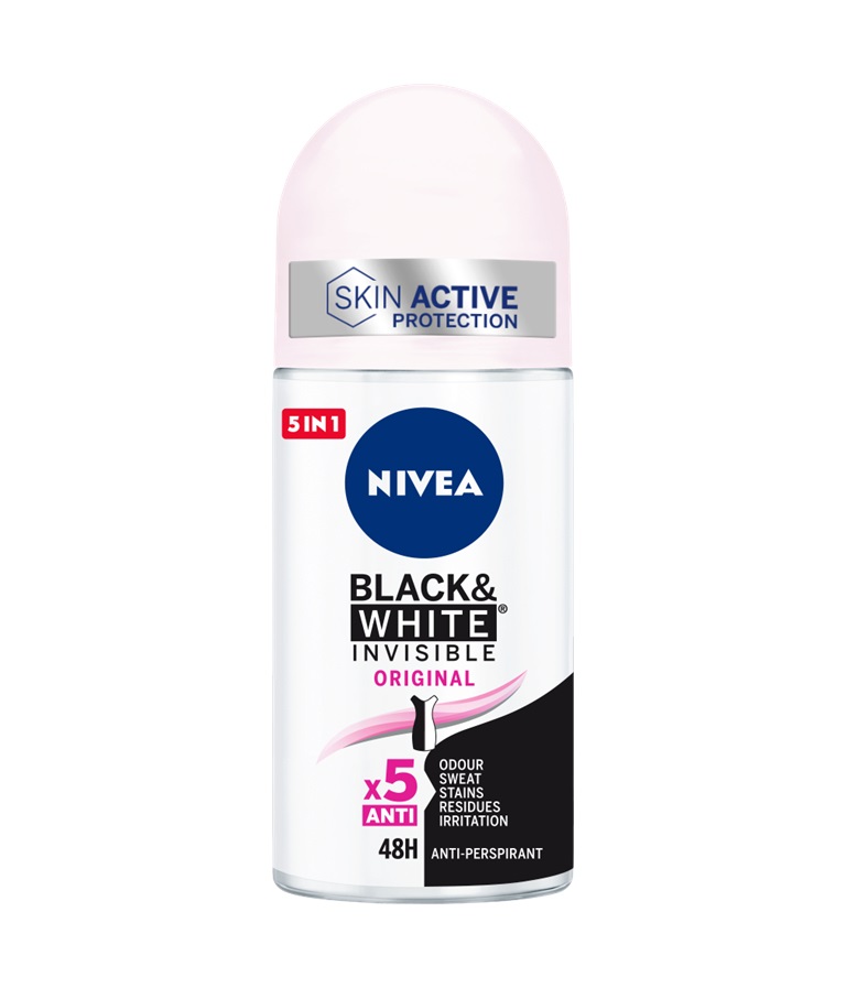 NIVEA Black & White Invisible Original Deodorante Roll-on Antitraspirante Donna 72h 50 ml