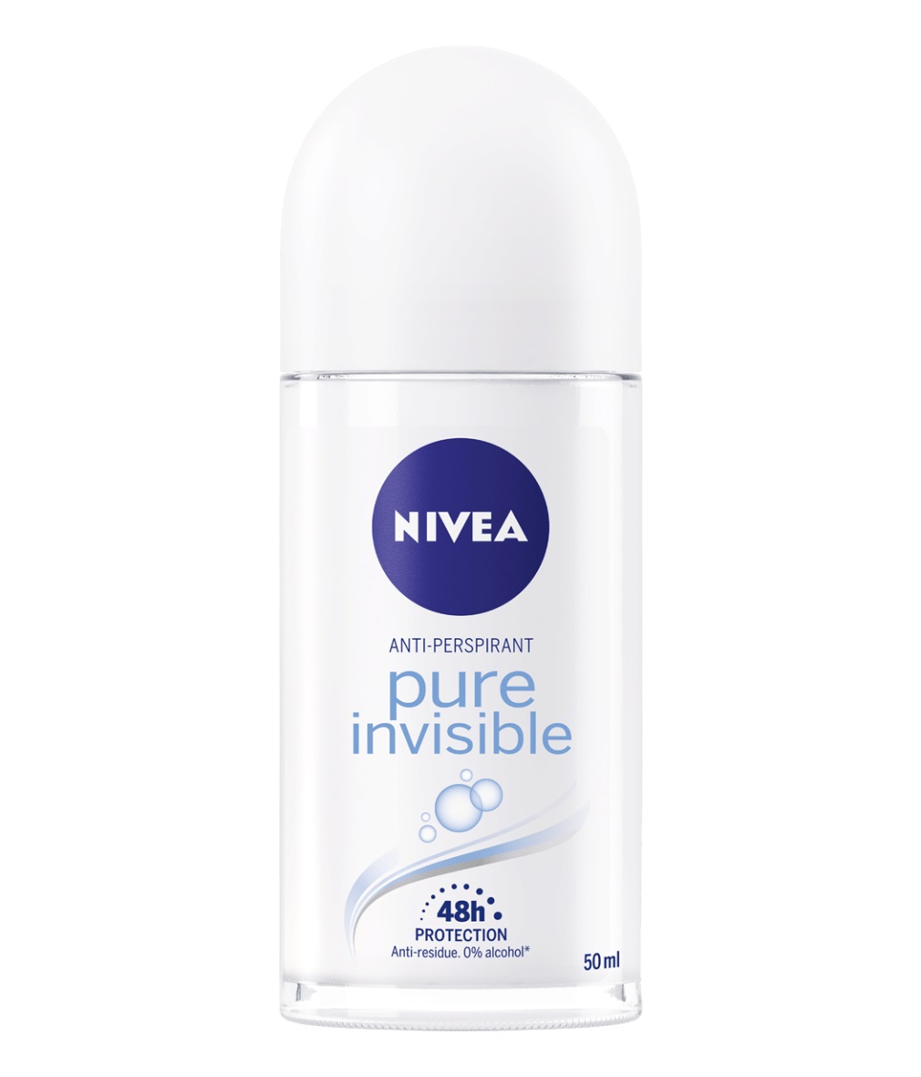 NIVEA Pure Invisible Deodorante Roll-On Antitraspirante 50 ml - Protezione 48 ore, Senza Residui, Senza Alcool