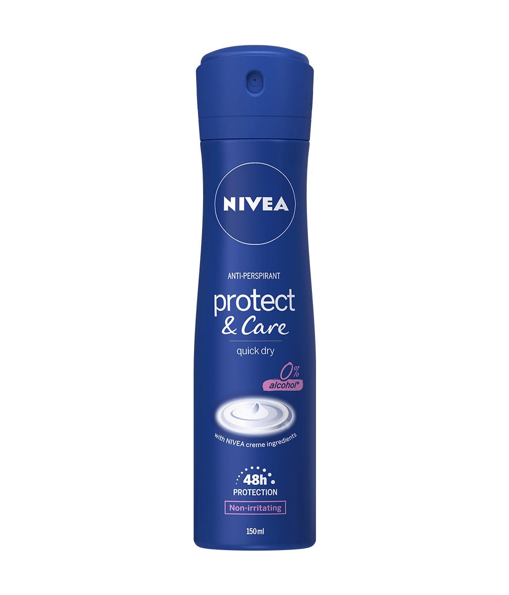 NIVEA Protect & Care Deodorante Spray Anti-Perspirant 150 ml - Protezione oltre 48 ore, Formula Non Irritante e Senza Alcool