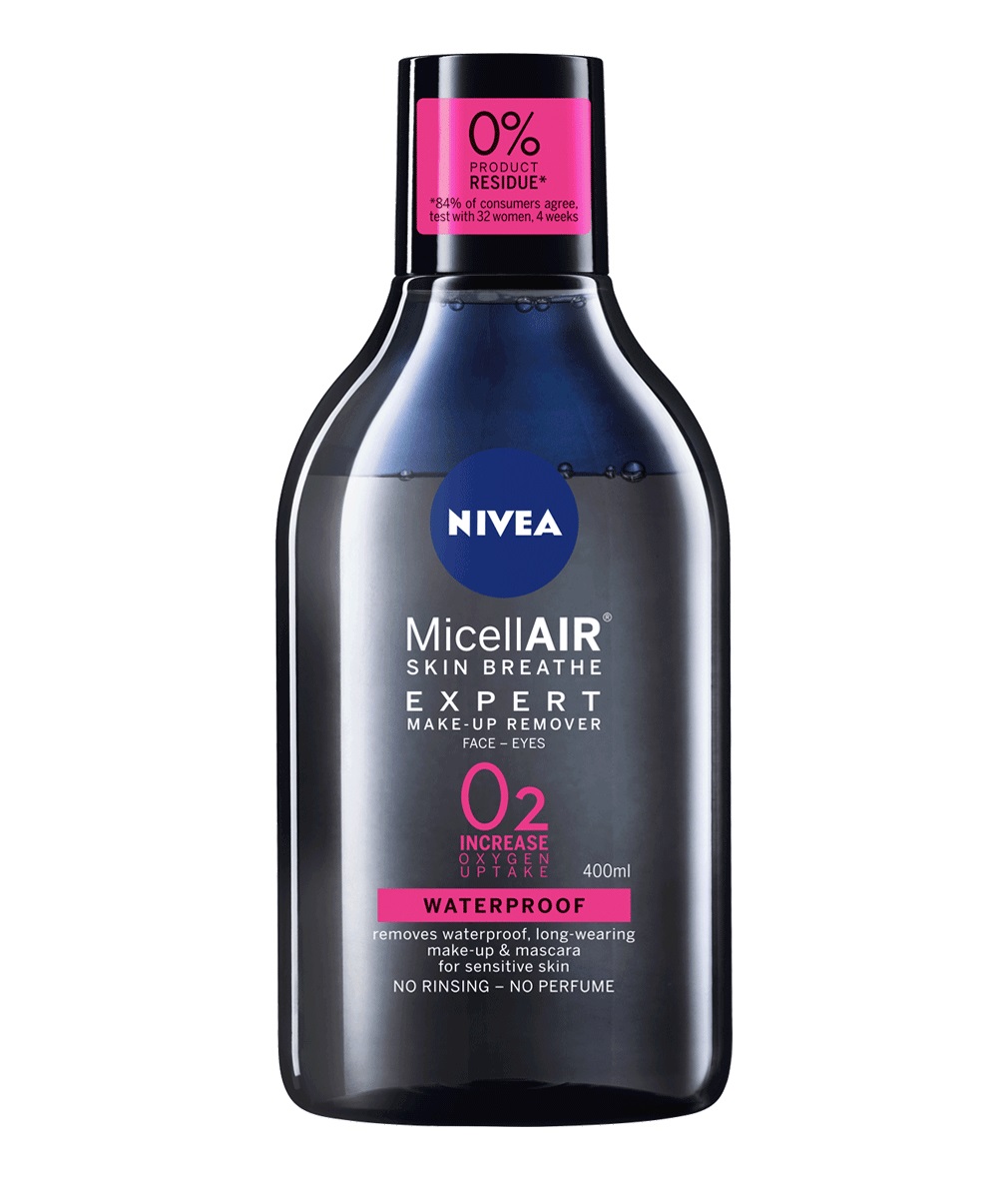 NIVEA MicellAIR Professional Acqua Micellare Bifase 400 ml - Rimuove Trucco Waterproof, Detergente Viso e Occhi con Estratti di Tè Nero