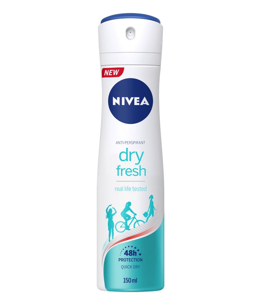 NIVEA Deodorante Spray Dry Fresh 150 ml - Protezione Antitraspirante 48 Ore, Formula Antibatterica e Senza Alcol