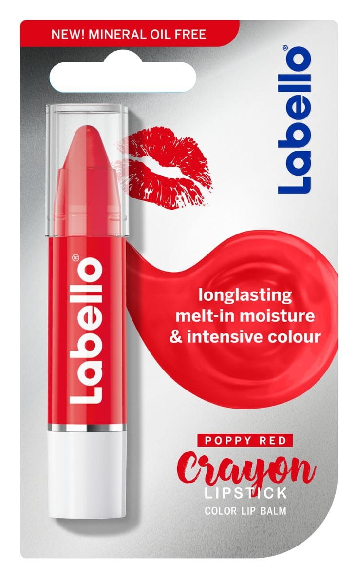 Labello Crayon Lipstick Poppy Red - Rossetto Idratante per Labbra 3 g