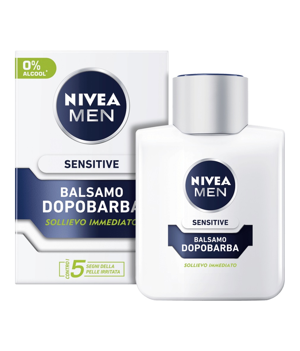 NIVEA Men Sensitive Balsamo Dopobarba 100 ml - Sollievo per Pelli Sensibili, Formula Extra Delicata con 0% Alcool
