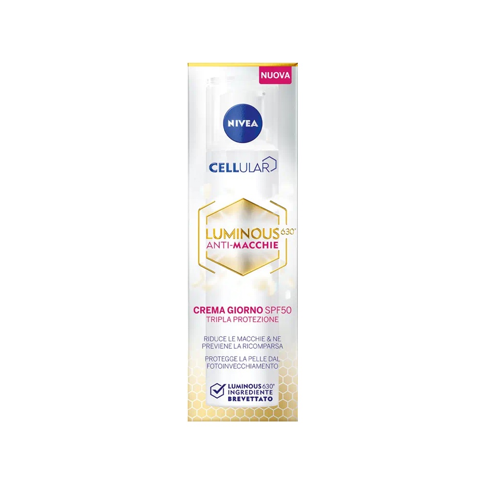 NIVEA Cellular Luminous 630 Anti-Macchie Crema Giorno SPF 50 - 40 ml, Tripla Protezione con Acido Ialuronico e Vitamina E