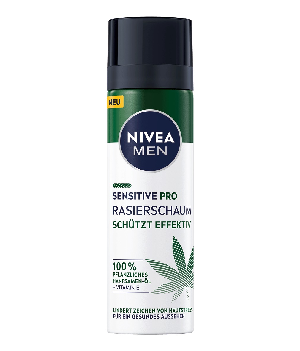 NIVEA Men Sensitive Pro Ultra-Calming Schiuma da Barba 200 ml - Vegan con Olio di Canapa Bio, Riduce Stress Cutaneo e Irritazioni