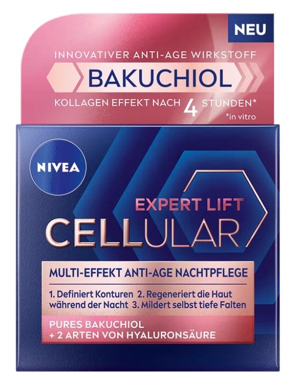 NIVEA Cellular Expert Lift Crema Notte Antirughe Anti-Età con Bakuchiol e Acido Ialuronico - 50 ml