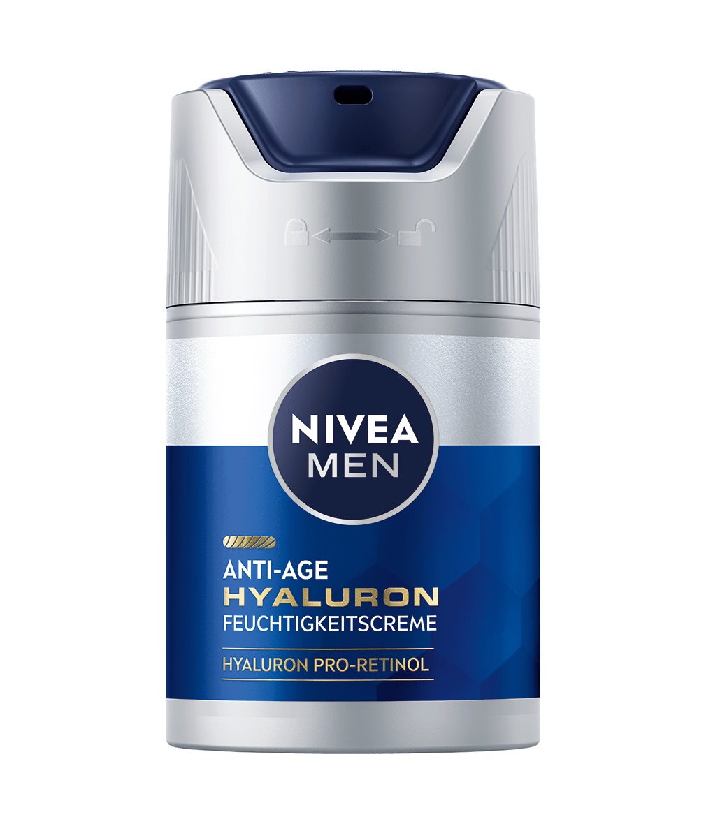 NIVEA MEN Crema Idratante Ialuronica Anti-Età con Acido Ialuronico, Pro-Retinolo e SPF 15 - 50 ml