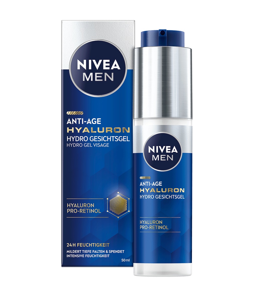 NIVEA MEN Gel Viso Anti-Età Hyaluron Hydro 50 ml - Idratante, Rassodante e Anti-Rughe con Pro-Retinolo