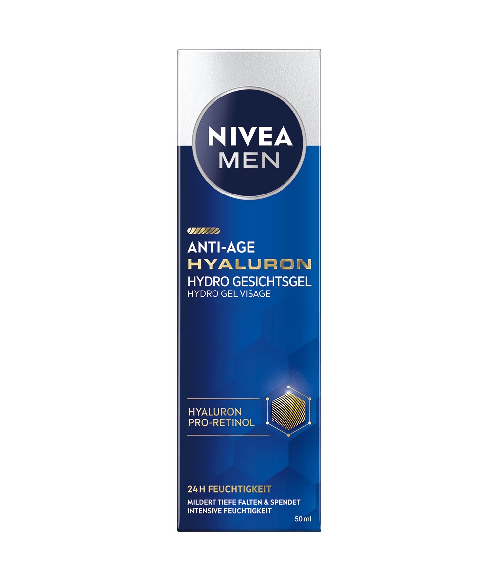 NIVEA MEN Gel Viso Anti-Età Hyaluron Hydro 50 ml - Idratante, Rassodante e Anti-Rughe con Pro-Retinolo