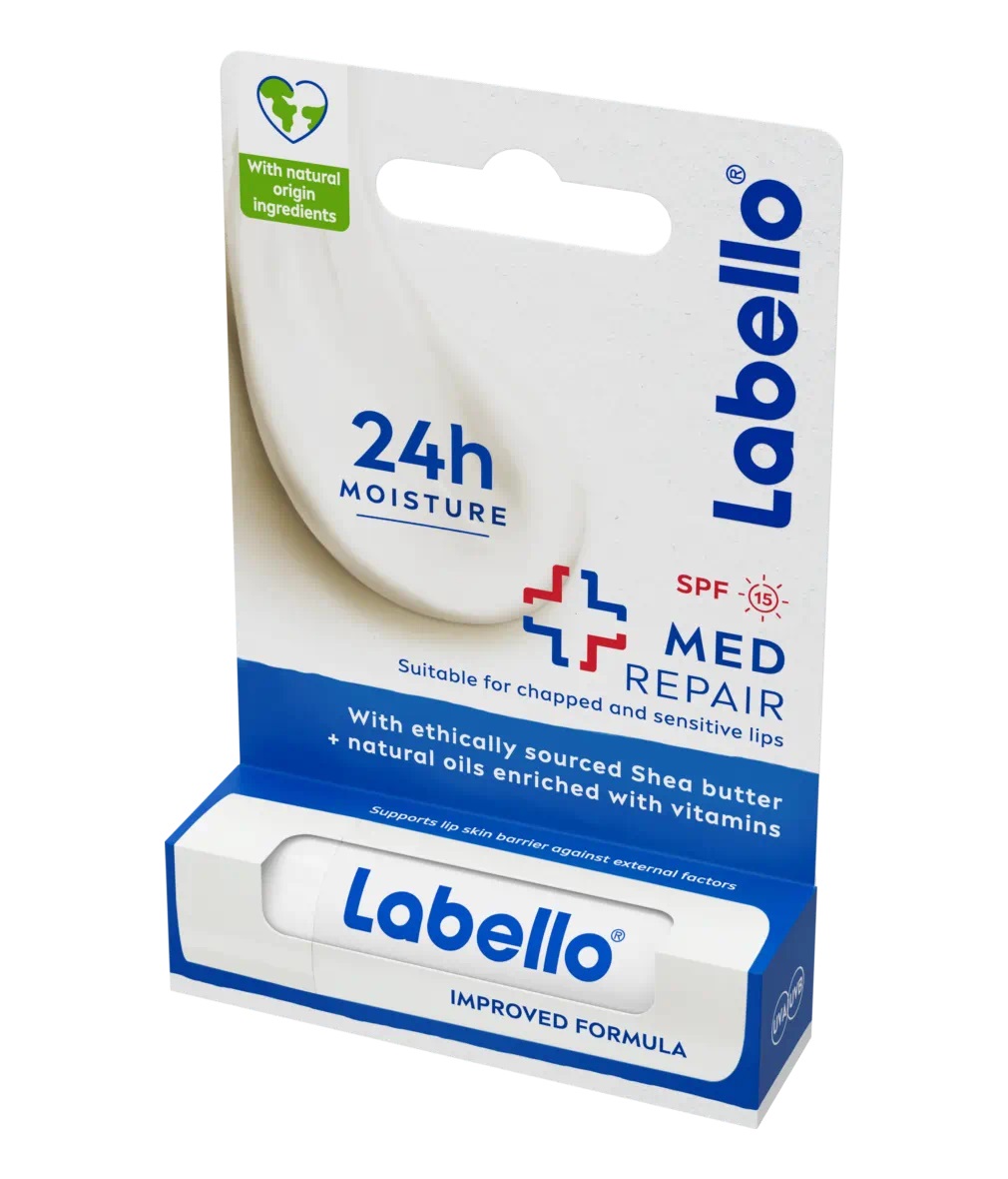 Labello Med Repair Balsamo Labbra Idratante e Riparatore con Oli Naturali e SPF 15 - 5,5 ml