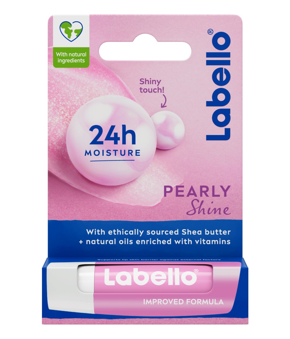Labello Pearly Shine Balsamo Labbra Idratante 4.8 g - Effetto Perlato con Estratti di Perla e Seta