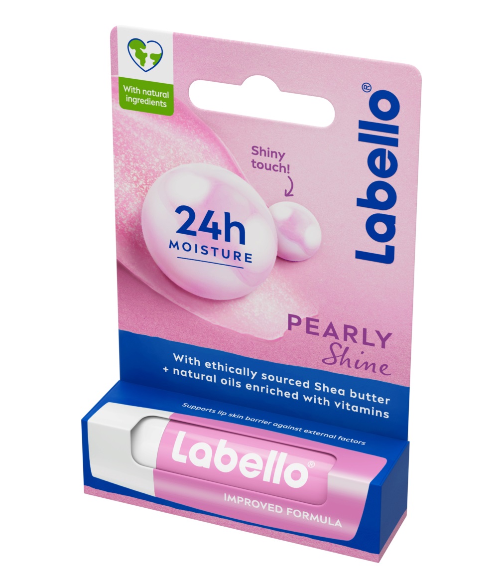 Labello Pearly Shine Balsamo Labbra Idratante 4.8 g - Effetto Perlato con Estratti di Perla e Seta