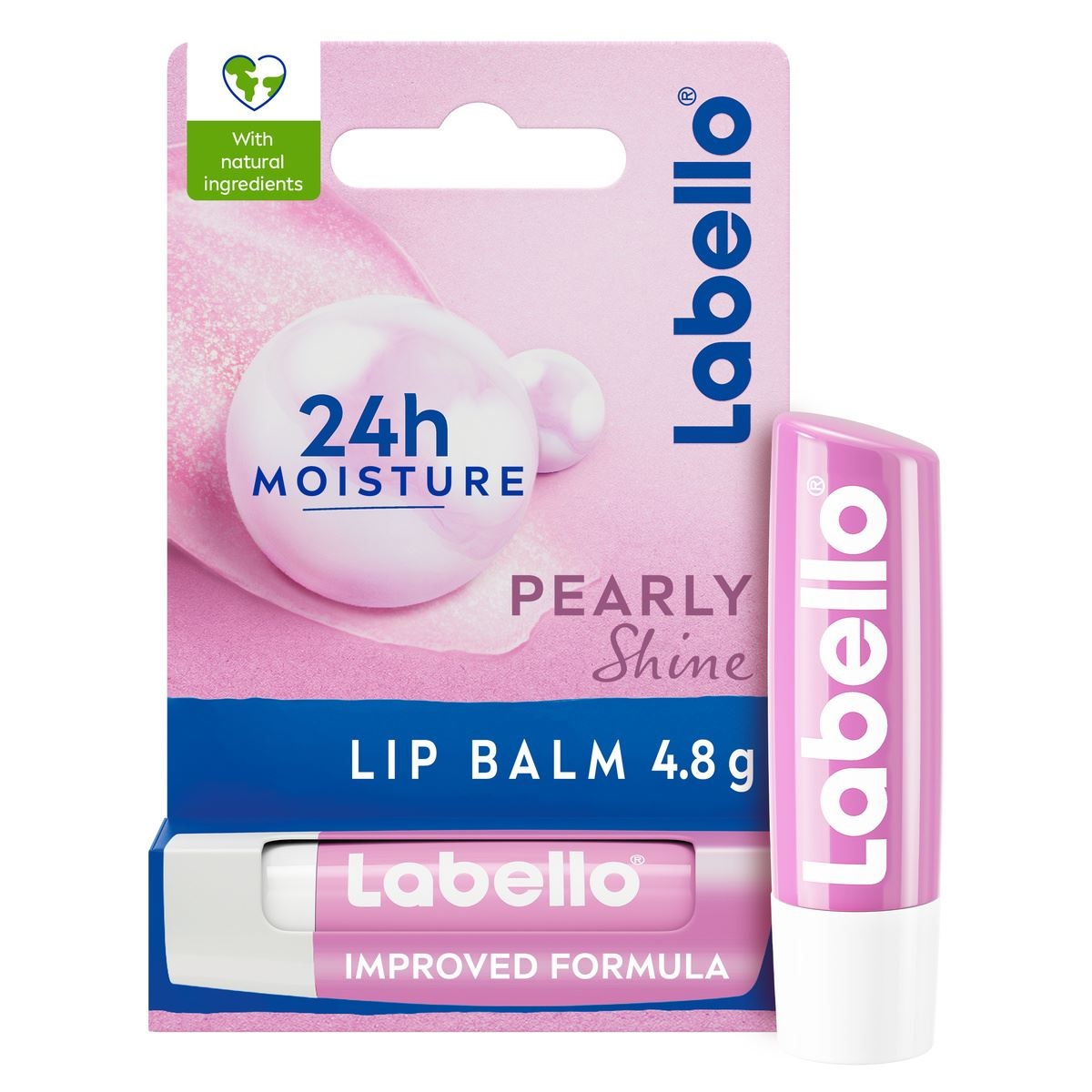 Labello Pearly Shine Balsamo Labbra Idratante 4.8 g - Effetto Perlato con Estratti di Perla e Seta