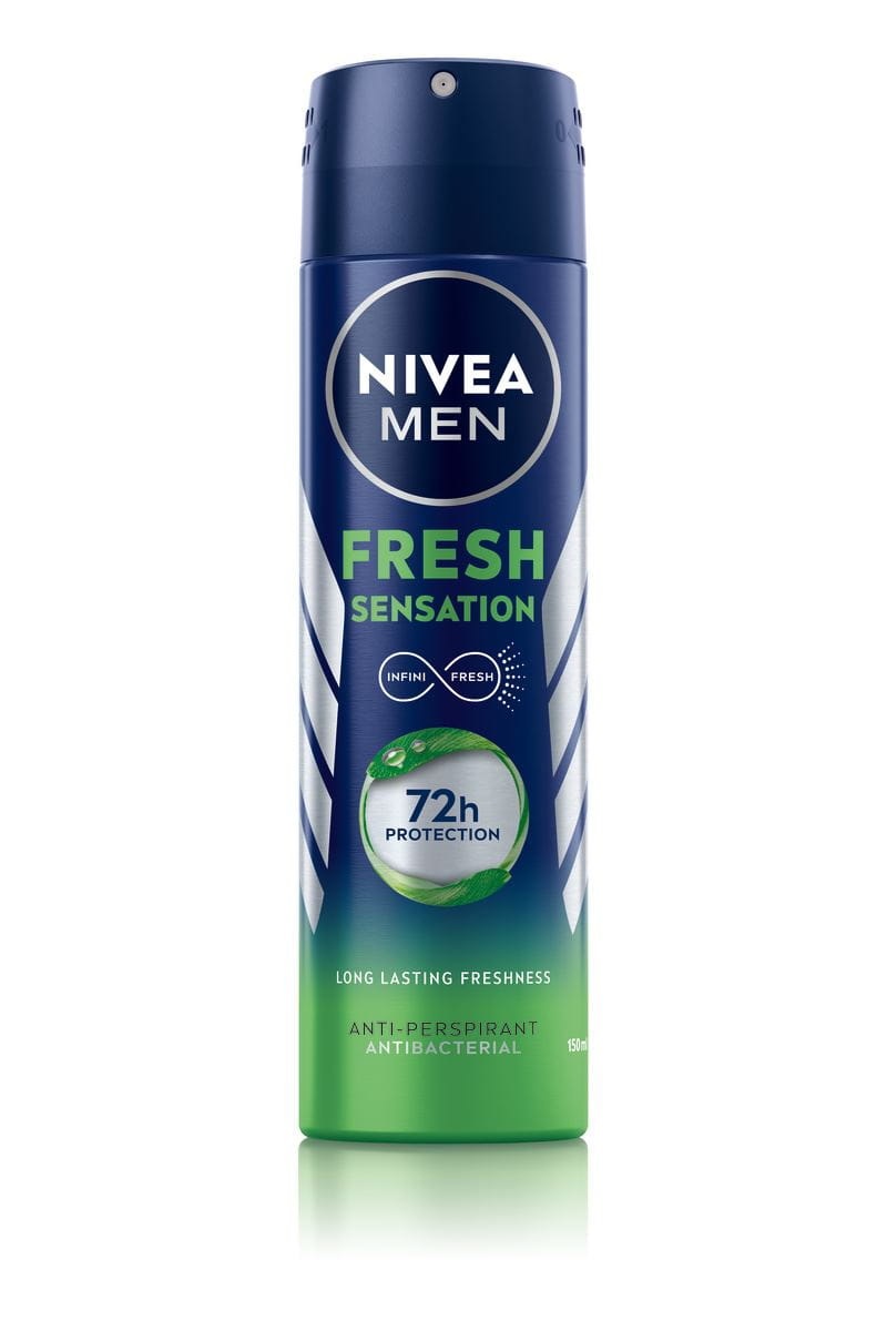 NIVEA Men Fresh Sensation Deodorante Spray Uomo 150 ml - Protezione 72 ore, Formula INFINIFRESH, Senza Alcool