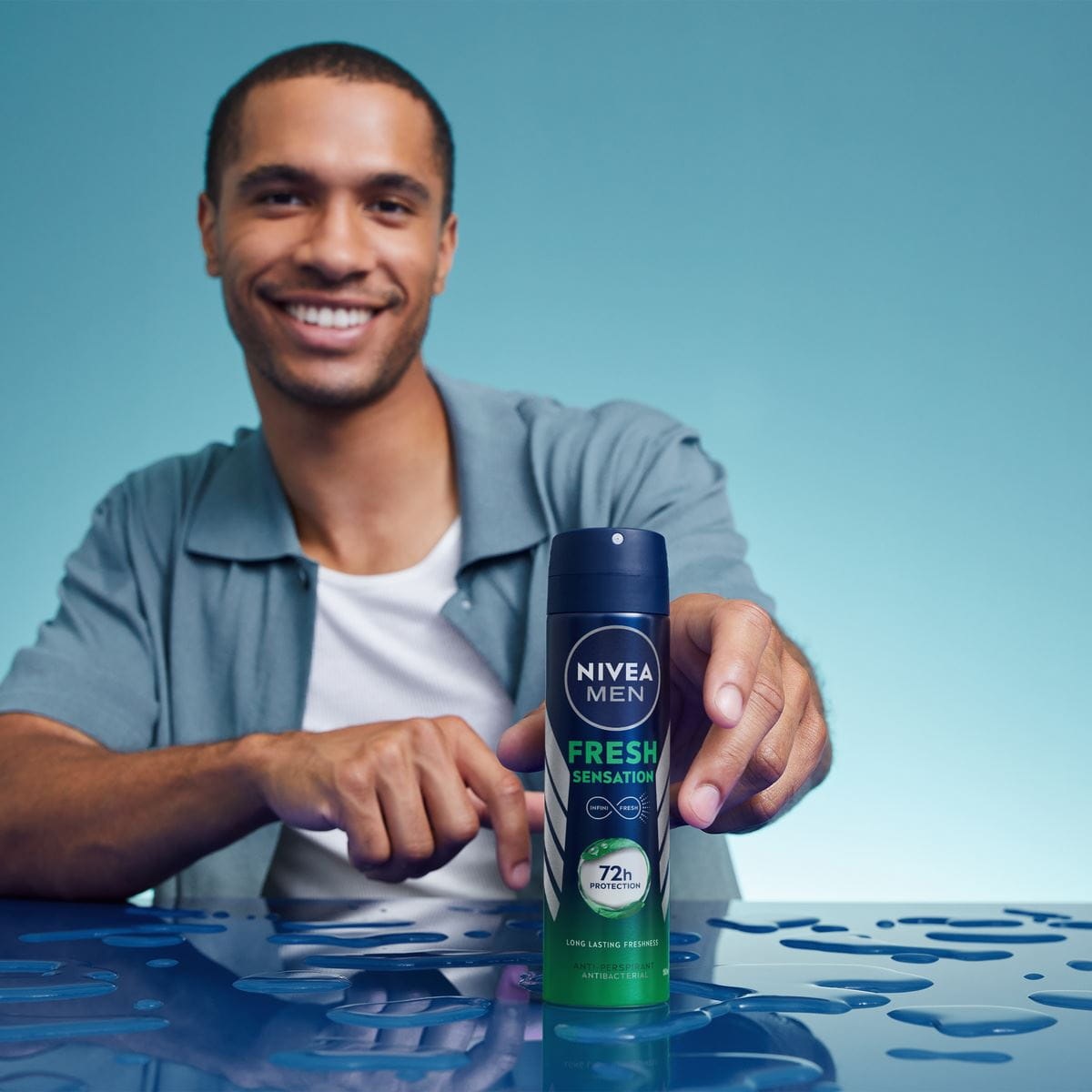 NIVEA Men Fresh Sensation Deodorante Spray Uomo 150 ml - Protezione 72 ore, Formula INFINIFRESH, Senza Alcool