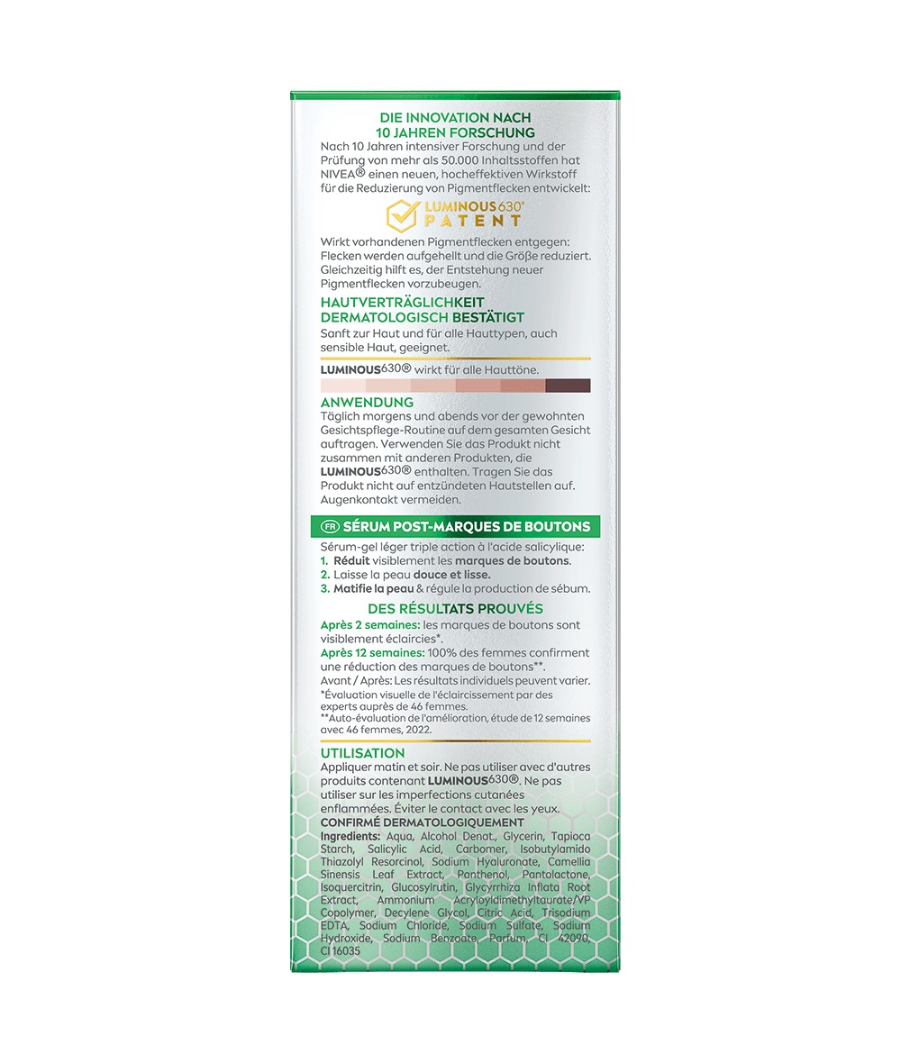 NIVEA Cellular Luminous630 Siero Anti-Macchie Post-Acne per Viso 30 ml - Formula Leggera e Illuminante