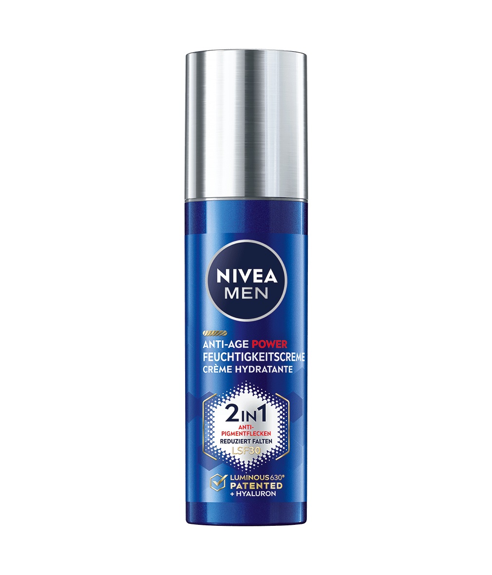 NIVEA MEN Crema da giorno Anti-Age 2 in 1 con Hyaluron e LUMINOUS630®, 50 ml, SPF 30