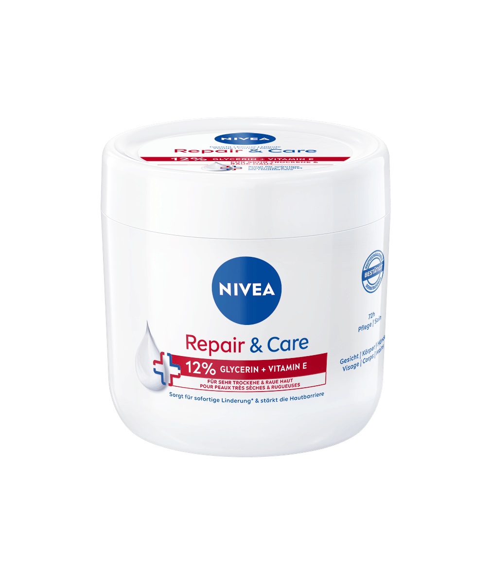 NIVEA Repair & Care Crema Corpo 400 ml - Idratante, Non Grassa, con Vitamina E e Glicerina per Pelli Molto Secche