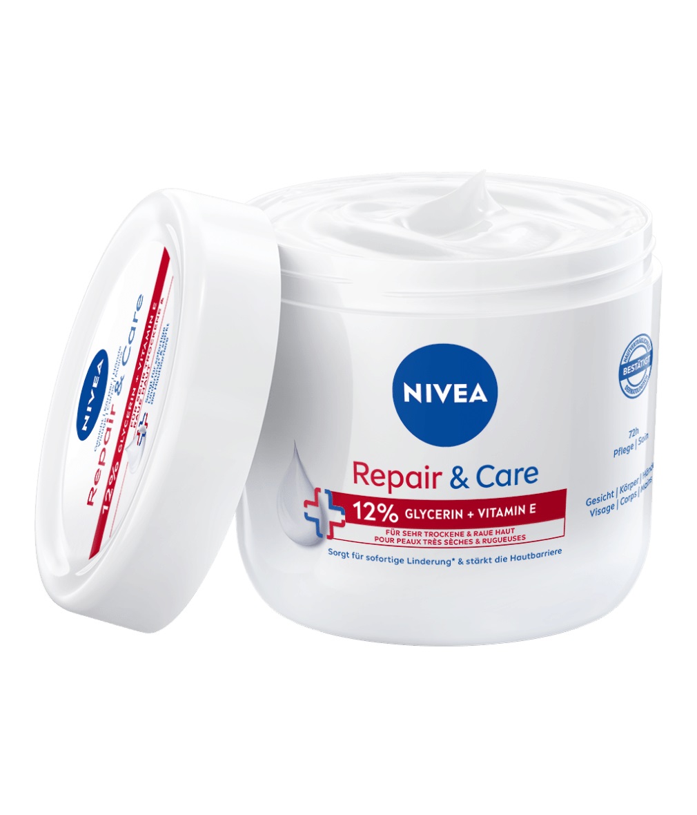 NIVEA Repair & Care Crema Corpo 400 ml - Idratante, Non Grassa, con Vitamina E e Glicerina per Pelli Molto Secche