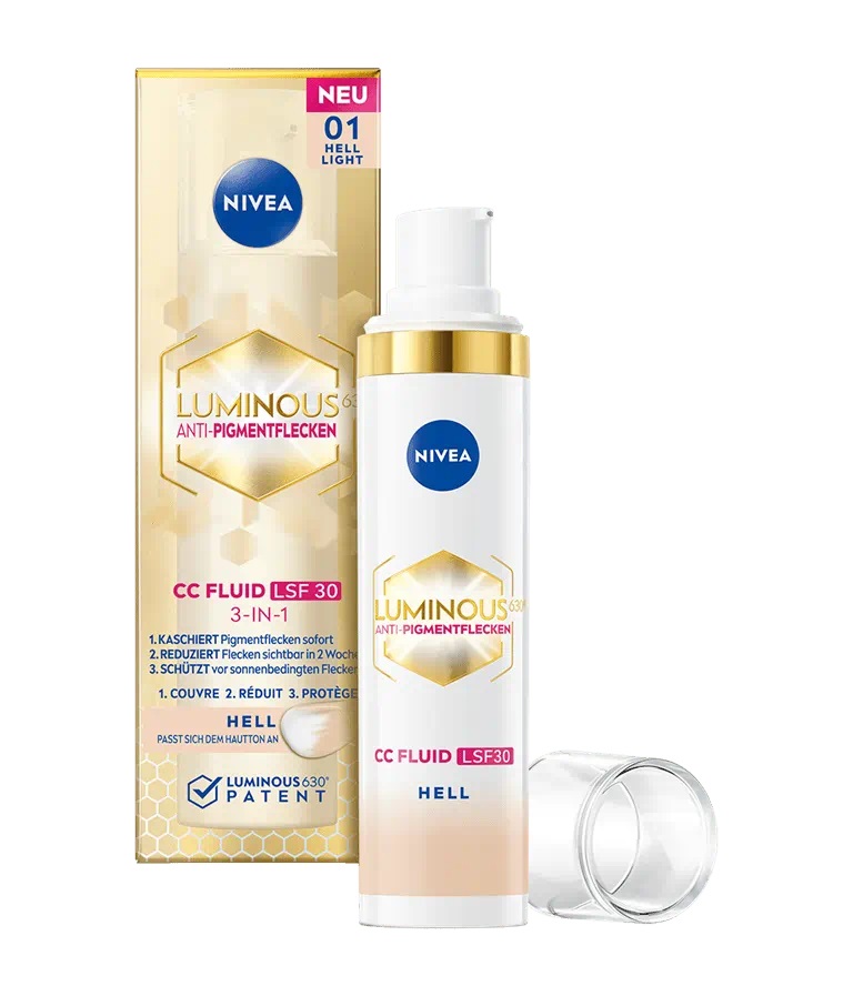 NIVEA Luminous 630 - CC Fluid Anti-Pigmentazione con SPF 30 e Acido Ialuronico per Pelle Chiara