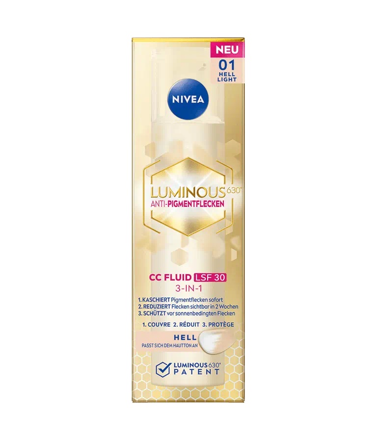 NIVEA Luminous 630 - CC Fluid Anti-Pigmentazione con SPF 30 e Acido Ialuronico per Pelle Chiara