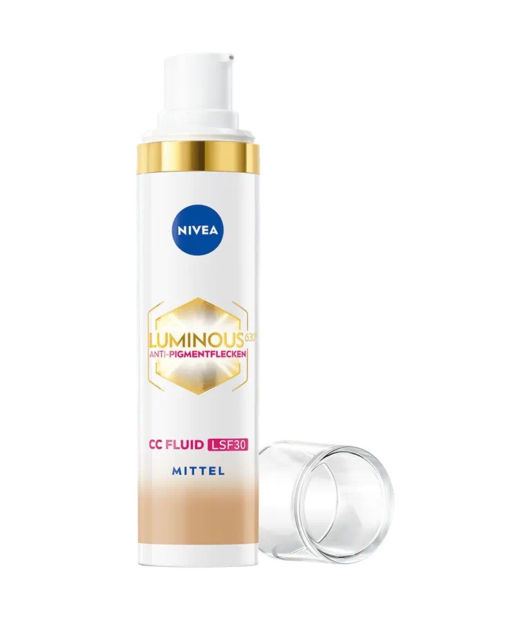 NIVEA Luminous 630 - CC Fluid Anti-Pigmentazione con SPF 30, Acido Ialuronico e Pigmenti Microincapsulati per Tonalità Medie della Pelle