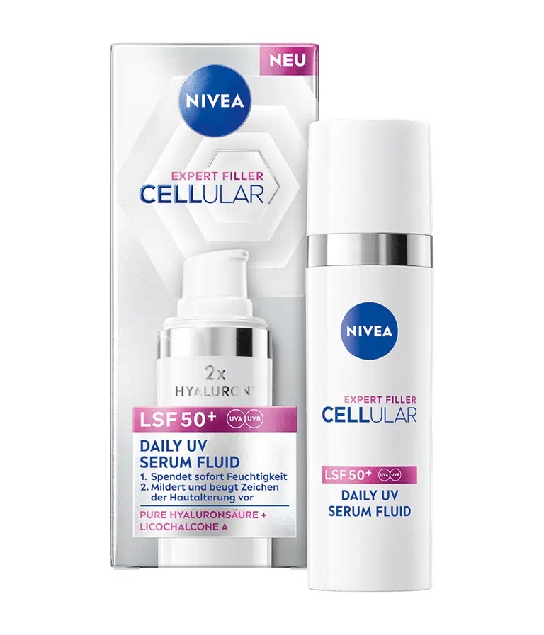 NIVEA Cellular Expert Filler - Siero Viso Ialuronico SPF 50 , Fluido Leggero e Assorbimento Rapido, 30 ml