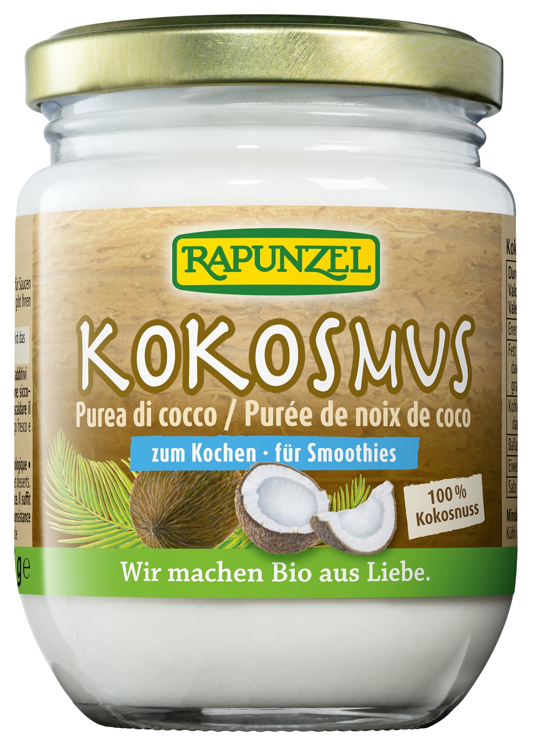 Rapunzel Purea di Cocco 215 g - 100% Polpa di Noce di Cocco