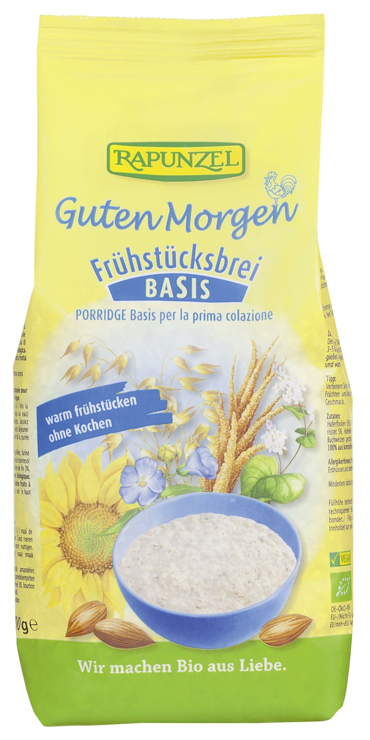 Rapunzel Porridge di Avena Basis Biologico 500 g - Senza zuccheri aggiunti, ricco di fibre e proteine, con vaniglia Bourbon