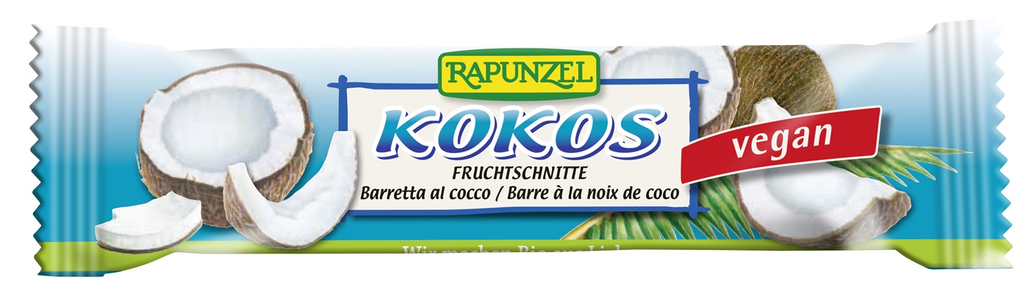 Rapunzel Barretta al Cocco 40g - Snack con 51% di Cocco, Dolcificata con Sciroppo d'Agave e Riso