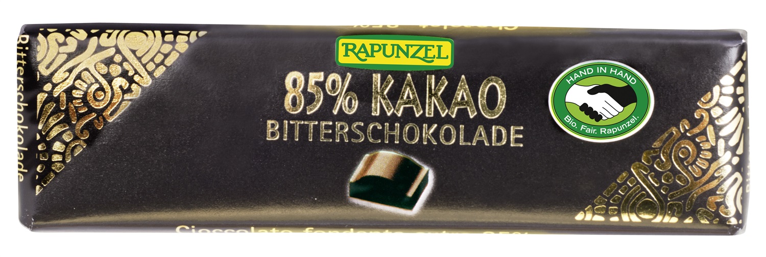 Rapunzel Cioccolato Fondente Extra 85% 20g - Ingredienti Biologici e Commercio Equo-Solidale